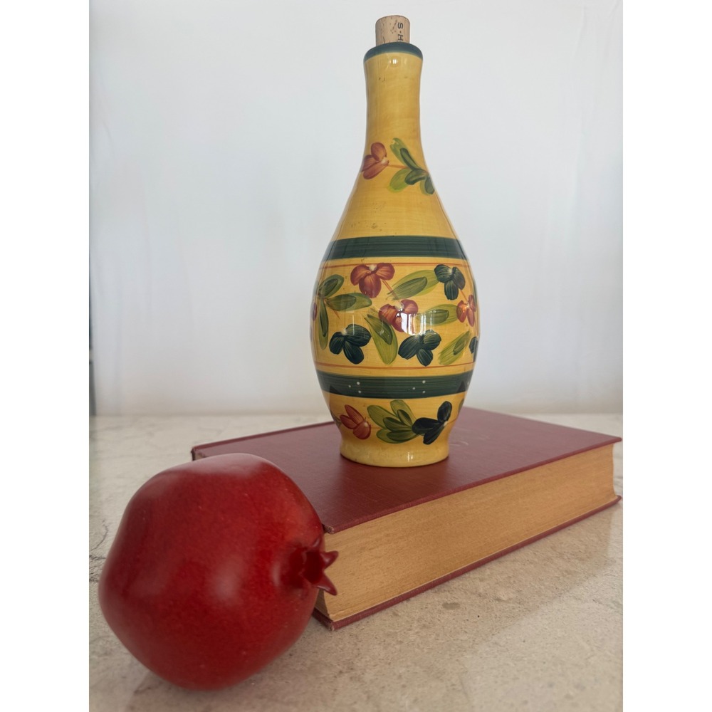 Tabletops Unlimited Fleur de Provence Hand Painted Ceramic Cruet Bottle Yellow